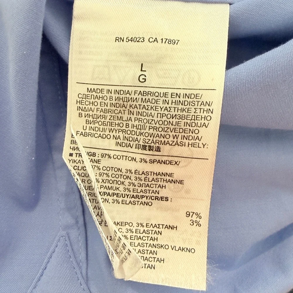 Banana Republic Mens Stretch Slim Fit Shirt Light Blue Long Sleeve Large L